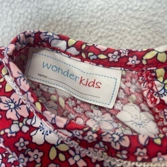 Wonder Kids Red Floral Dress short sleeve cotton baby size 18 Months - Picture 6 of 7